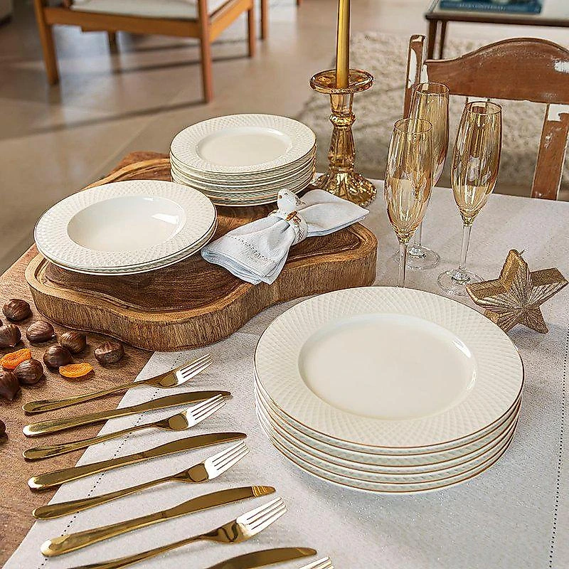 Aparelho de Jantar Home Style Eclat Gold 42 Pecas