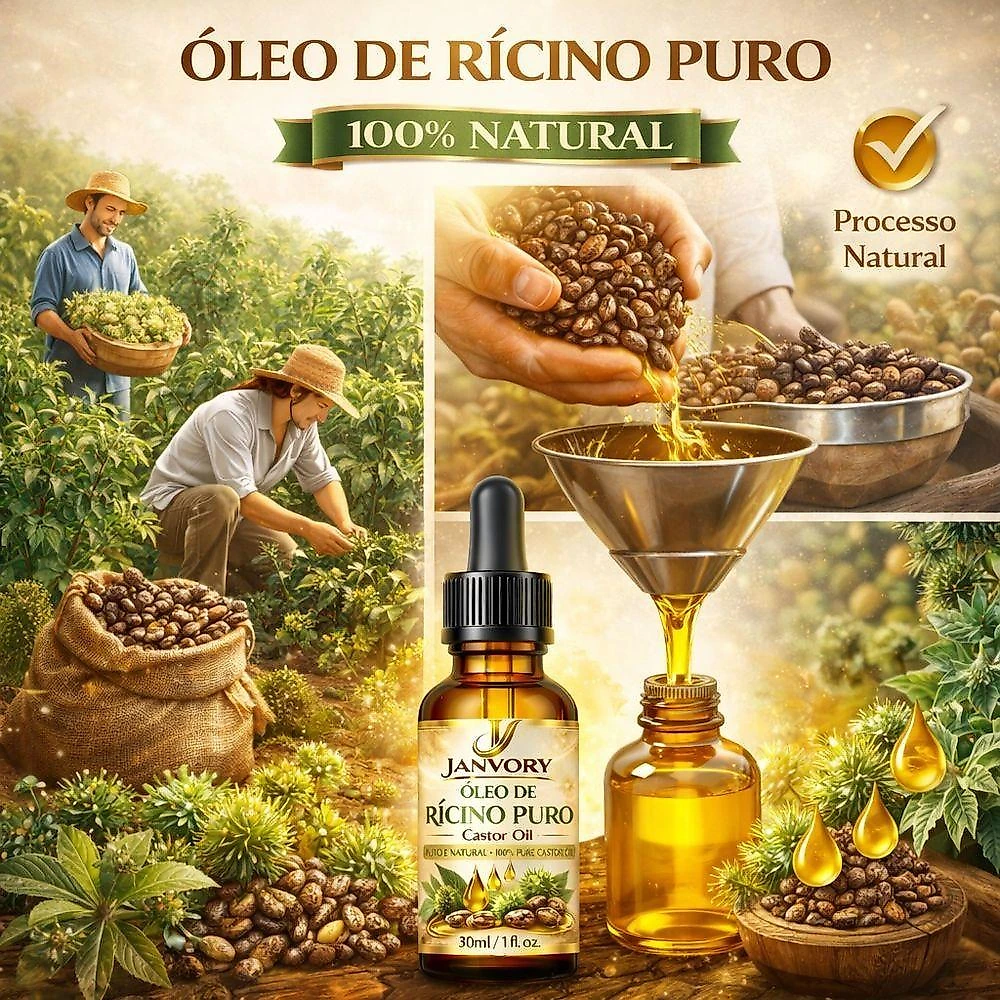 Kit com 3 Óleos de Rícino 100% Puros 30Ml Cada (90 Ml No Total)