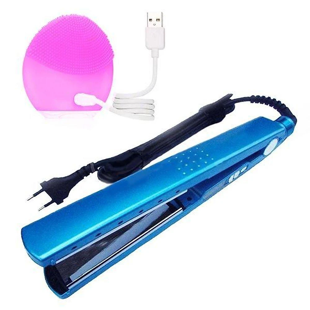 Kit 1 Prancha Nanotitanium + 1 Esponja Facial Rosa Bebê Nº30