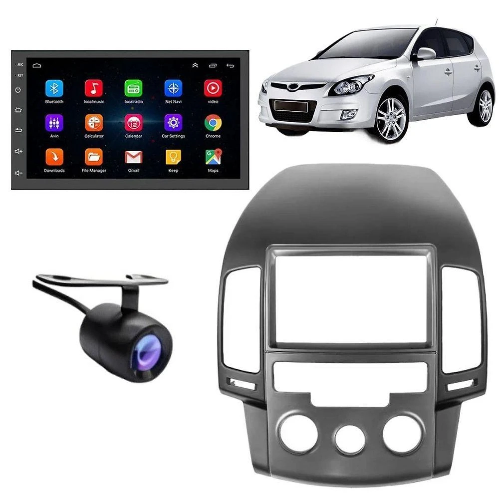 Central Multimídia Automotiva Android Auto Hyundai I30 Moldura + Câm Preto 7 Touch Screen Bluetooth