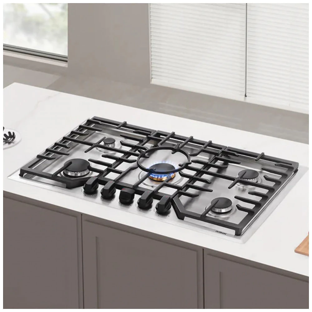 Cooktop a gás 91cm Robam inox 5 queimadores mesa selada queimador wok latão 50000 BTU conversível GN GLP 110V