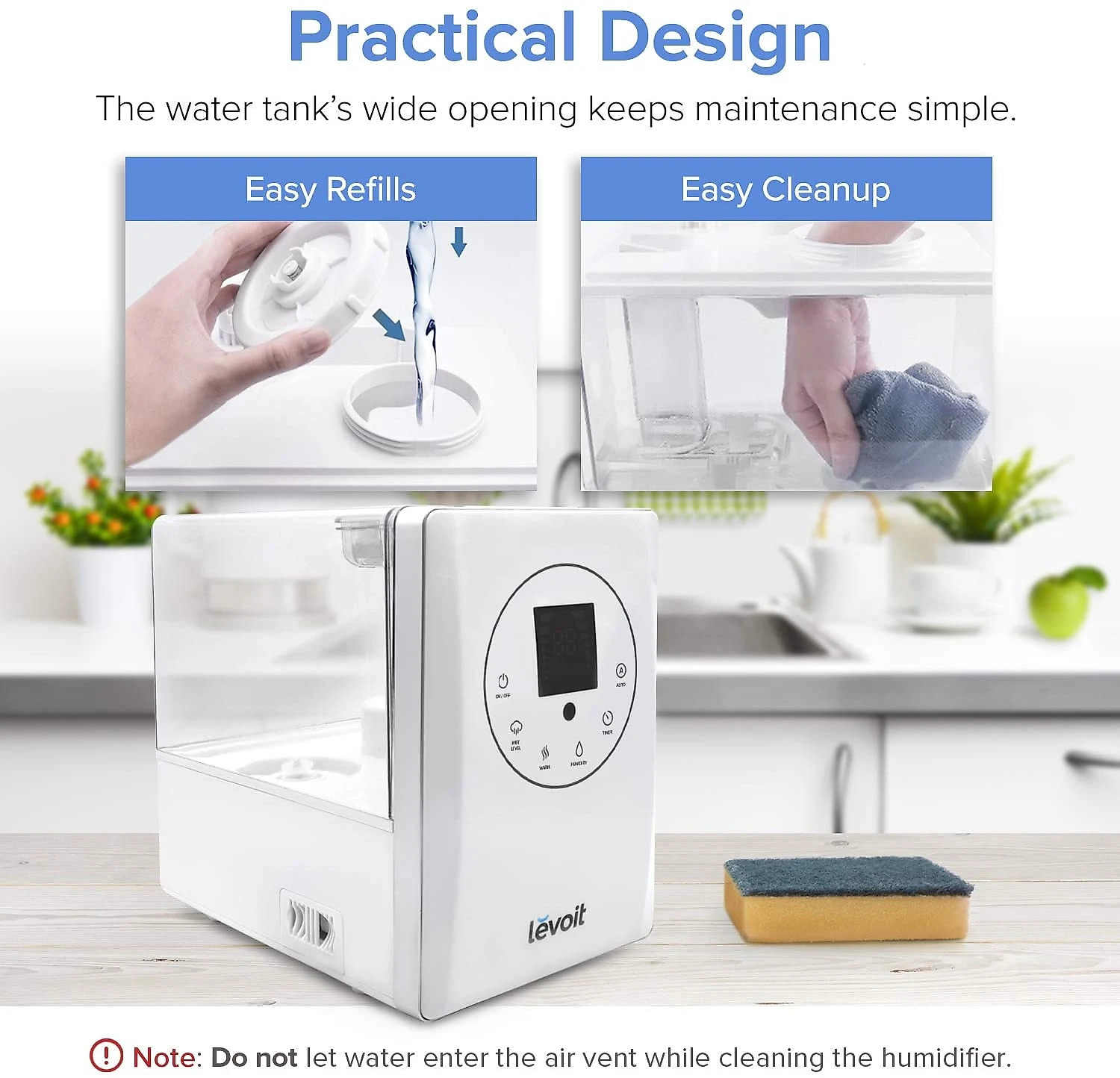 LEVOIT Umidificador/Evaporador Elétrico, 6 L, alcance de 70 m2, c/ controle remoto e aromaterapia, branco.