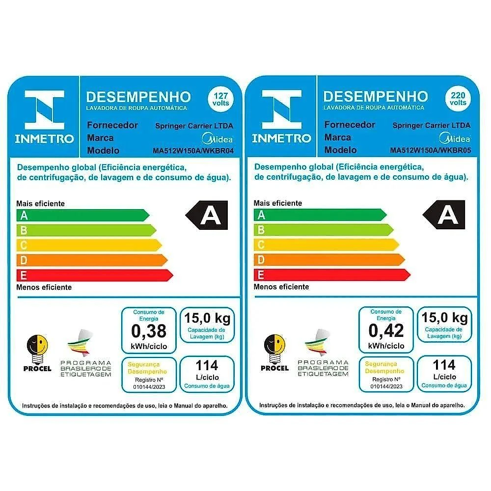 Máquina De Lavar Midea MA512 15kg Wave Agitator Branca 110V