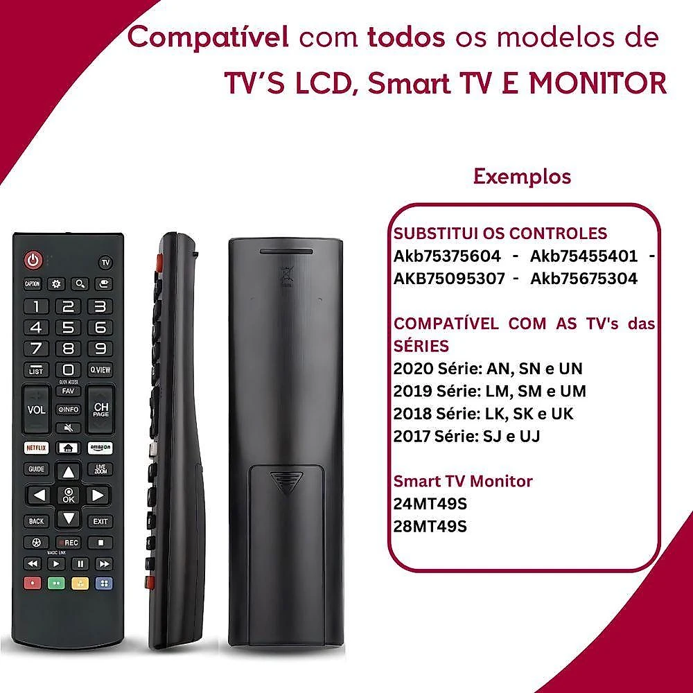 Kit 2 Controle Remoto para Tv Oem Compatível com Lg Smart Led Lcd 24 a 65 Polegadas
