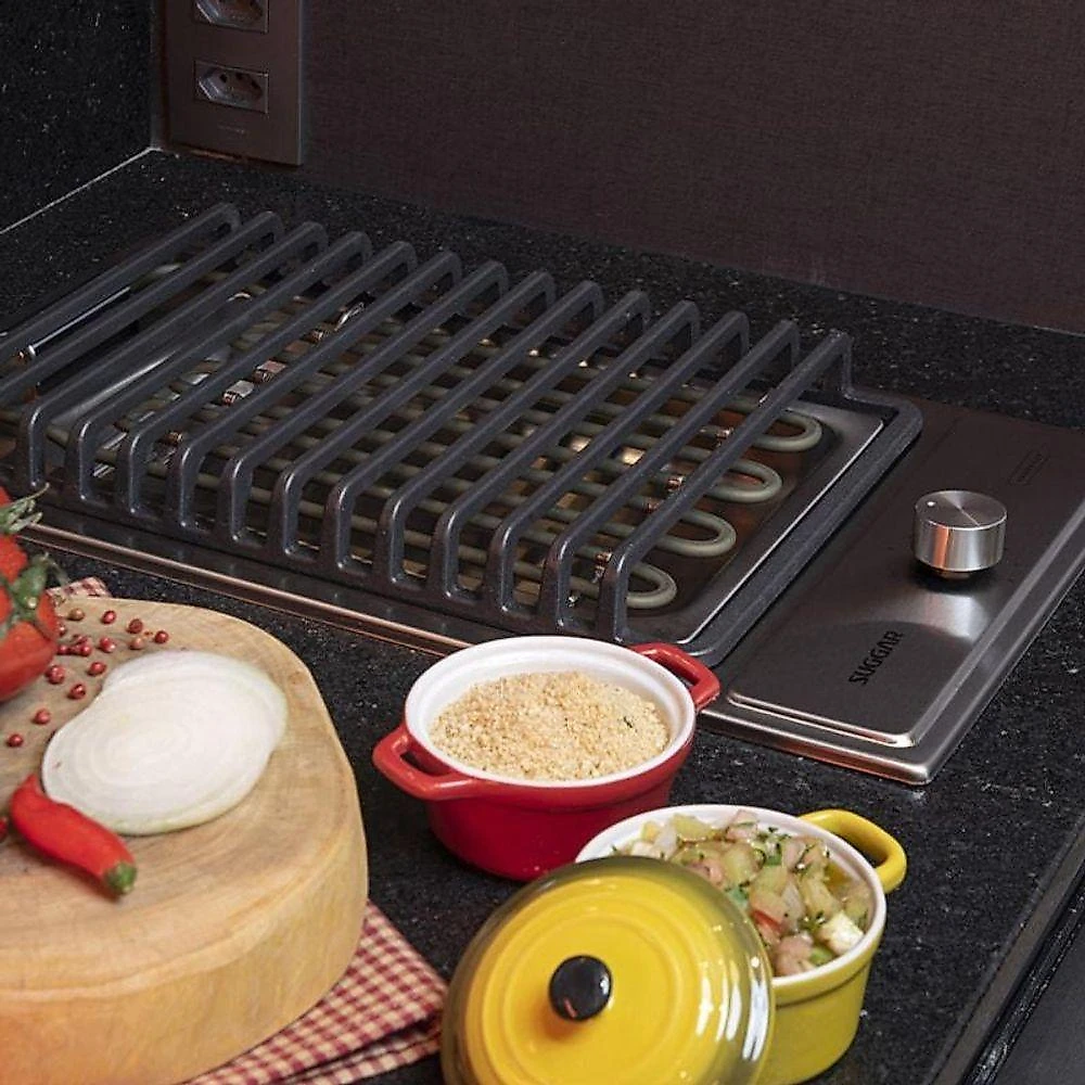 Cooktop Elétrico Inox Barbecue Churrasqueira Com Grelha 220V