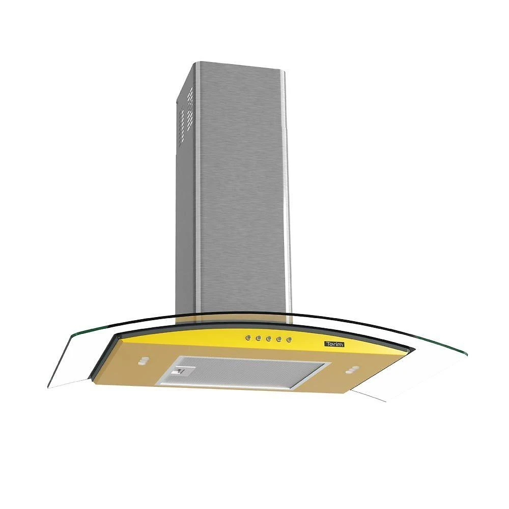 Coifa Terim de Parede Clean Vidro Curvo Amarela Kroma 75cm Amarelo 220V