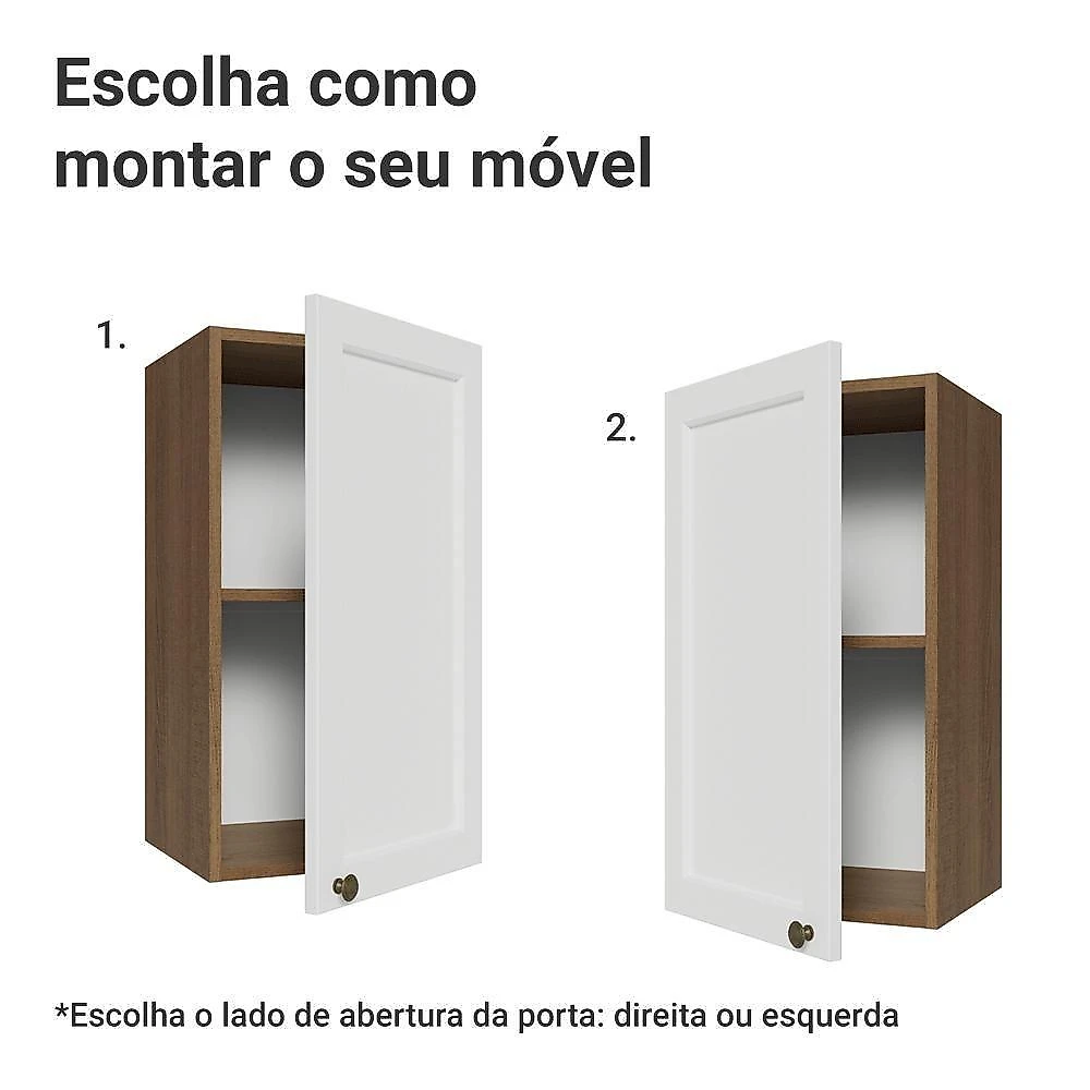 Armário Aéreo 35 Cm 1 Porta Rustic/branco Vik Madesa Rustic/branco