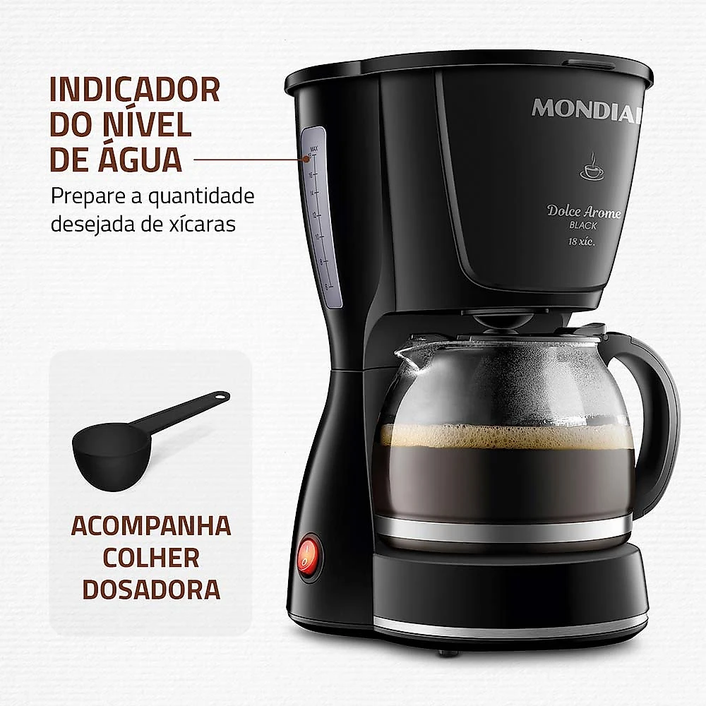 Cafeteira Elétrica 18 Xícaras Mondial Dolce Arome C30FB 220V Preto - 220V