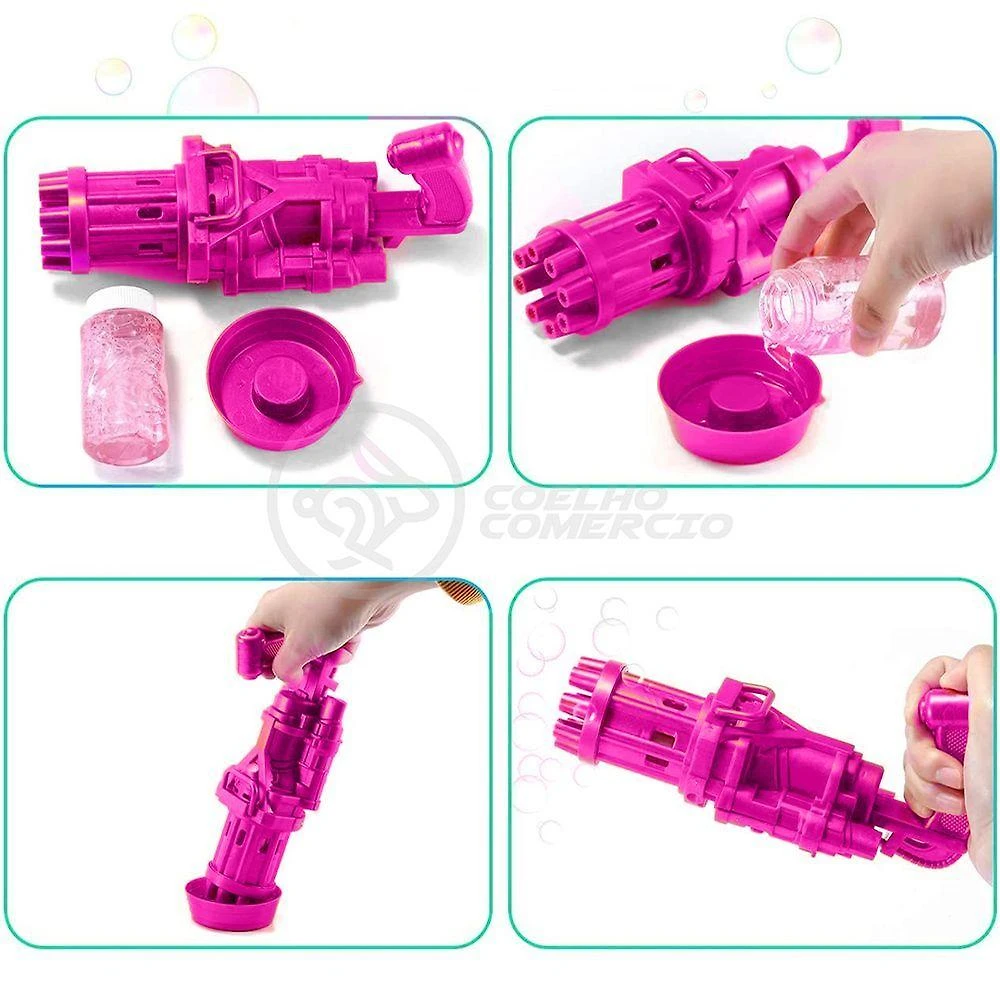 Brinquedo de Bolhas Máquina Elétrica Tiktok 8 Saídas para Crianças e Pets Rosa Smart Bracelet