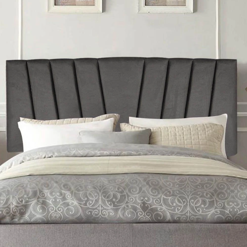 Painel Cabeceira Estofada Bélgica 90cm Cama Box Solteiro Veludo Cinza Escuro- Mabe Magazine