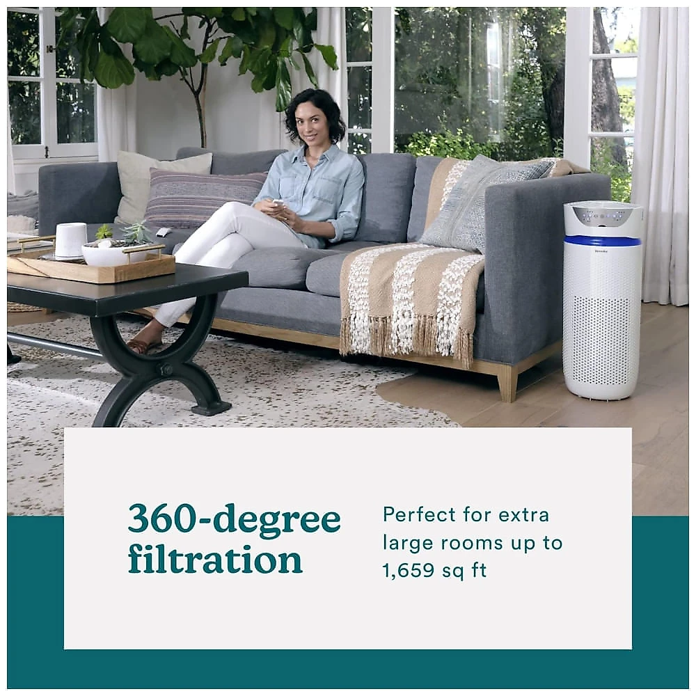 Purificador de Ar Homedics 5 em 1 com Filtro HEPA para 154m², Ideal para Ambientes Grandes com Aromaterapia