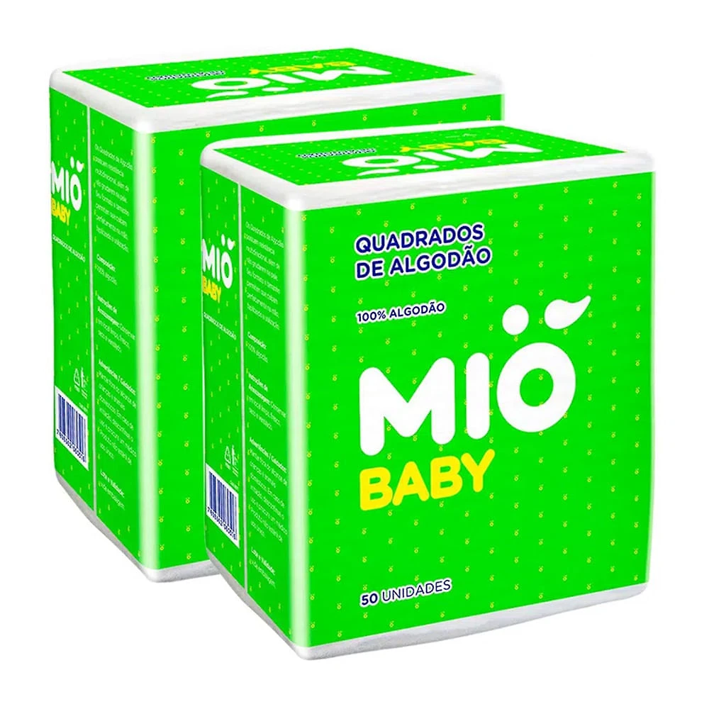 Kit 2 Algodão Mió Baby Quadrado 50 Unidades cada