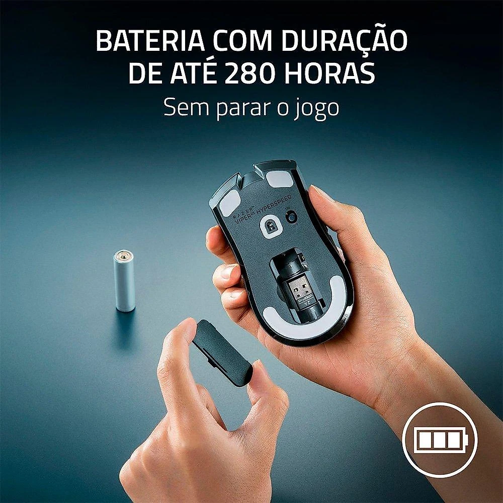 Mouse Gamer Sem Fio Razer Viper V3 HyperSpeed, 30000 DPI, Preto - RZ01-04910100-R3M1