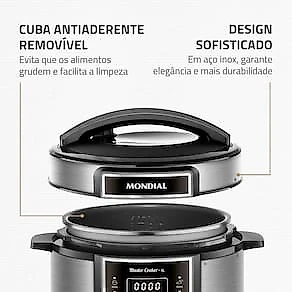 Panela de Pressão Elétrica Mondial 5L Digital Master Cooker PE-38 5L Preta 110V