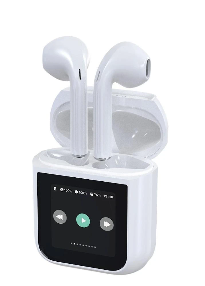 Fone Bluetooth com Visor Touch LED, Controle de Música, Bateria de Longa Duração e Estojo Inteligente – Branco - AOC