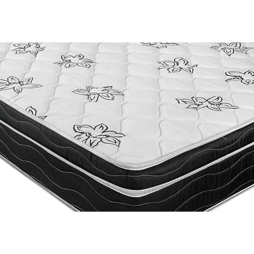 Kit Cama Box Casal Physical Euro Pillow Molas Suede Preto Ortobom