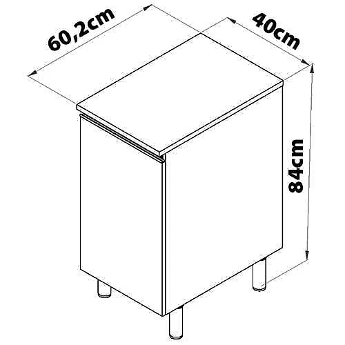 Balcão bartira cristal mdp 15mm com 1 porta e 1 prateleira - 40cm de largura