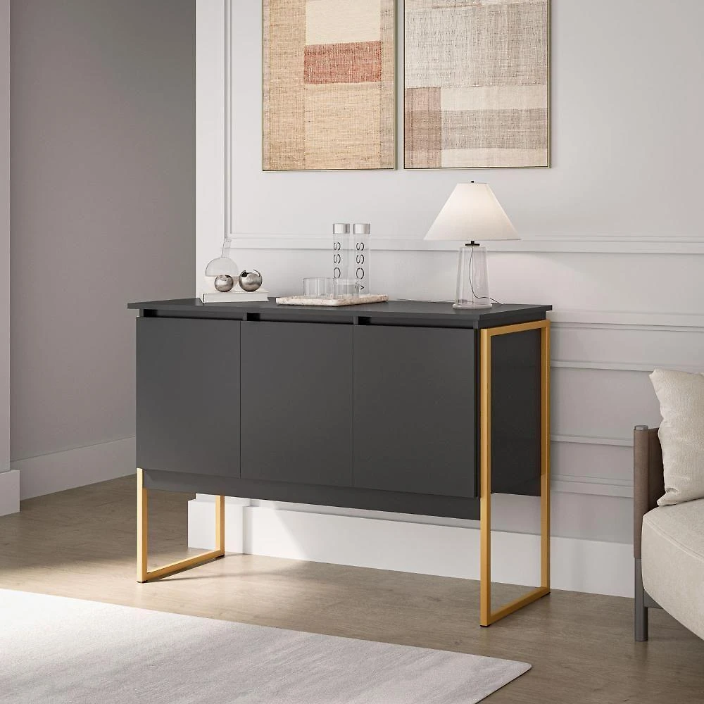 Buffet Luxuoso 3 Portas Barcelona - Preto Dourado Preto Dourado