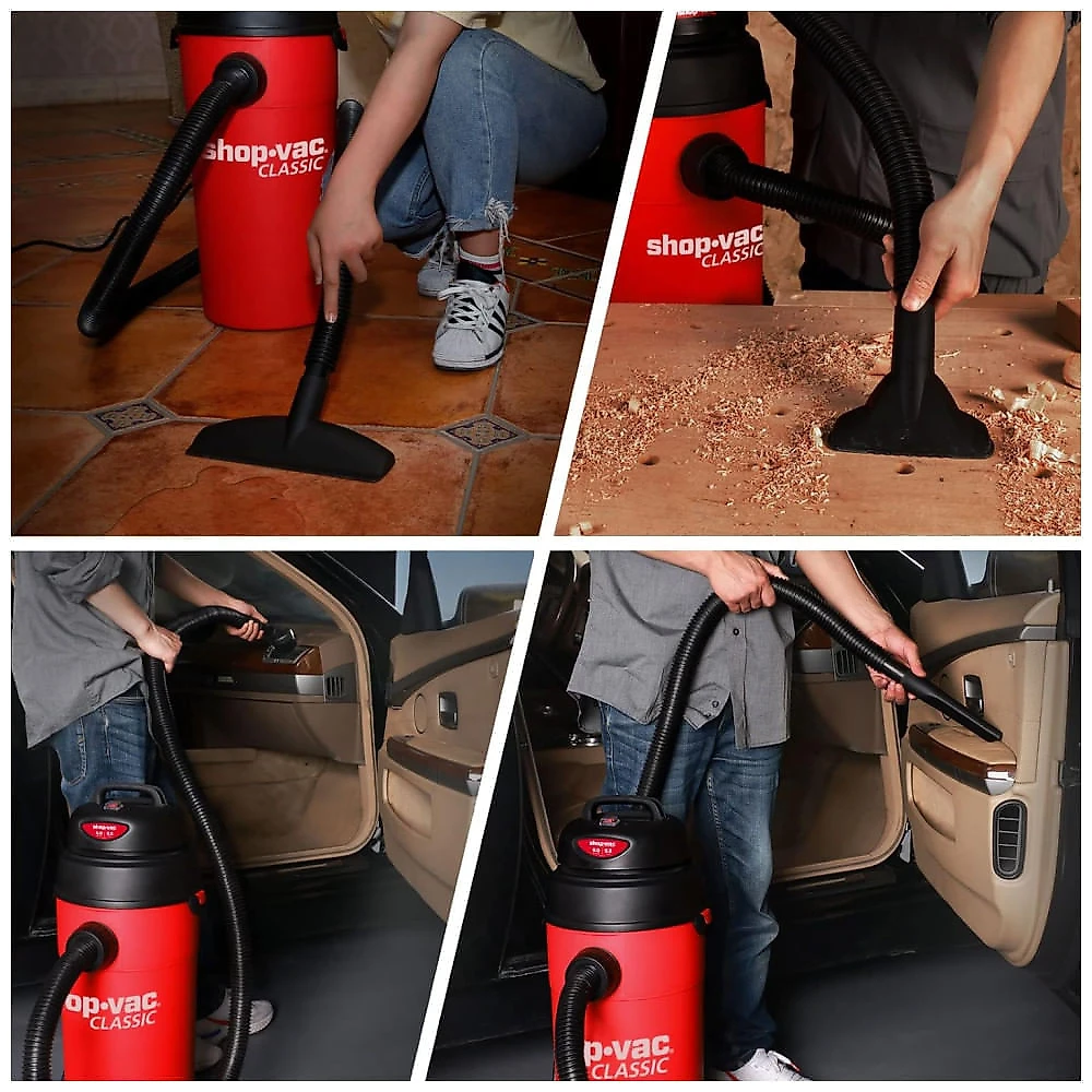 Aspirador de Pó  Úmido e Seco 18,9L com Mangueira Extra Longa de 5 Metros e Acessórios, 110V 135W, Shop Vac, Vermelho