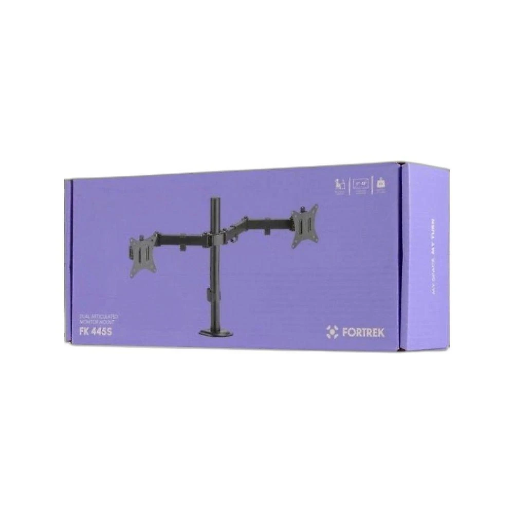Suporte Articulado para Dois Monitores FK 445S com Inclinação e Rotação Preto Fosco Fortrek