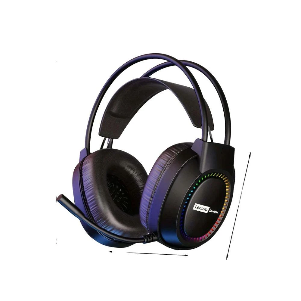 Headset Gamer Lenovo Rgb para Jogos com Fio P2 Microfone Cancelamento de Ruidos Preto