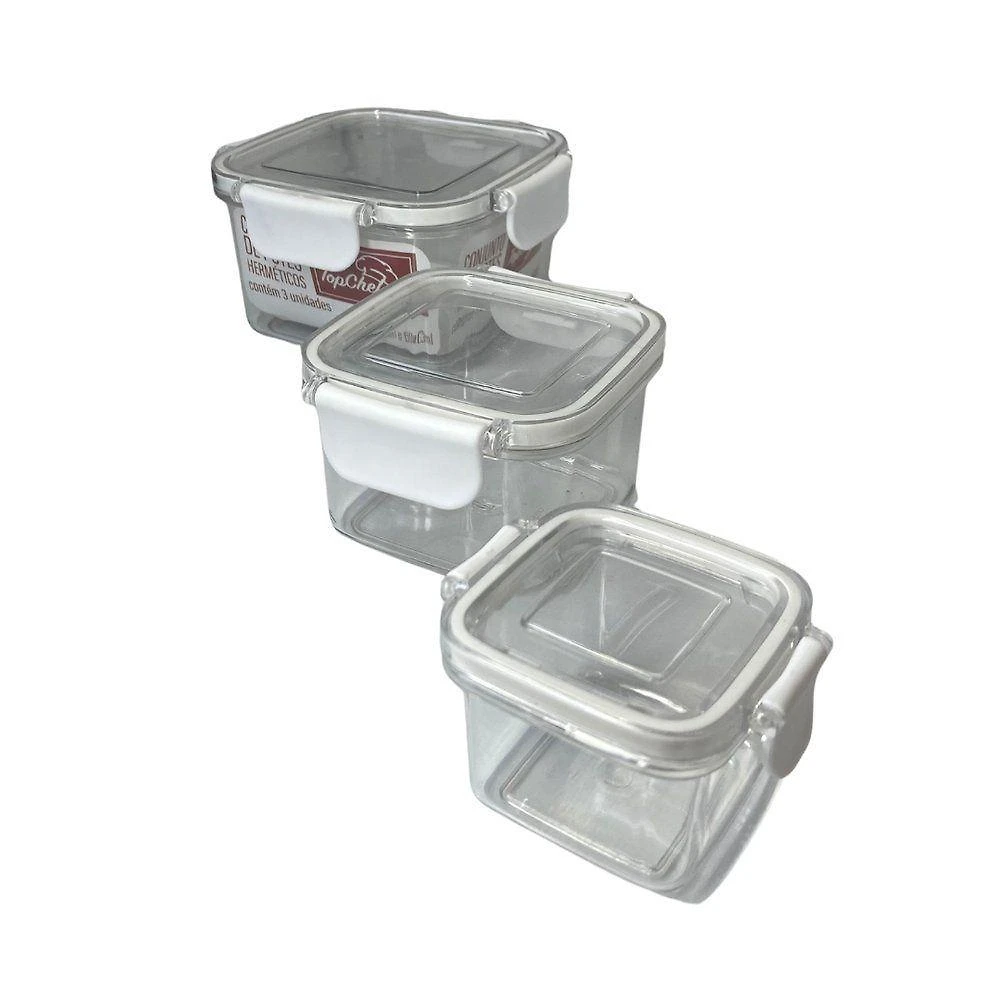 Conjunto 3 Pote Hermético Quadrado