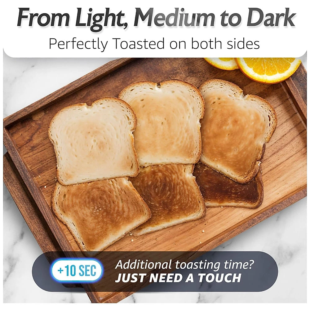 Torradeira Digital Elite Gourmet ECT5924D SmartToast com 4 Fatias Longas, 1,5 Polegadas, Função Bagel, Tela de Toque LED, Temporizador Regressivo, 6 T