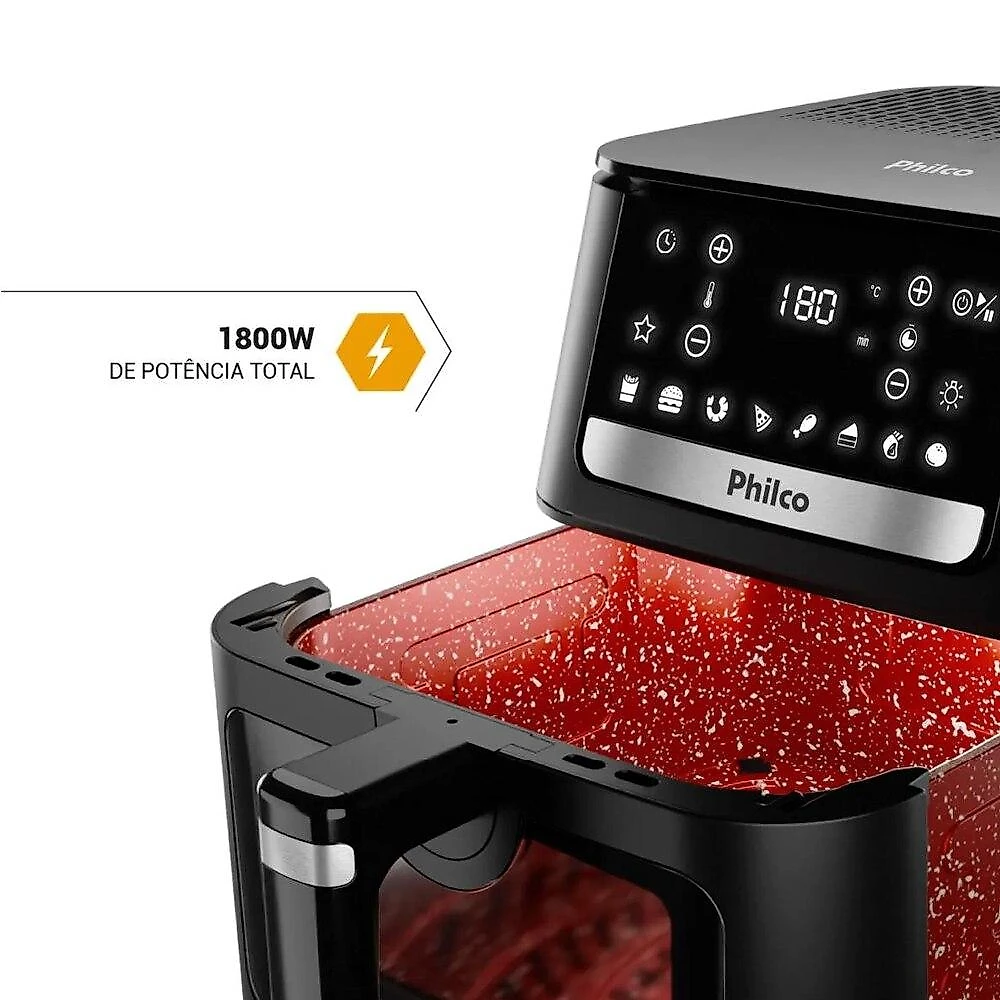 Air Fryer Philco 9,5 Litros Visor Glass Redstone PAF95A - 220V 220 Volts