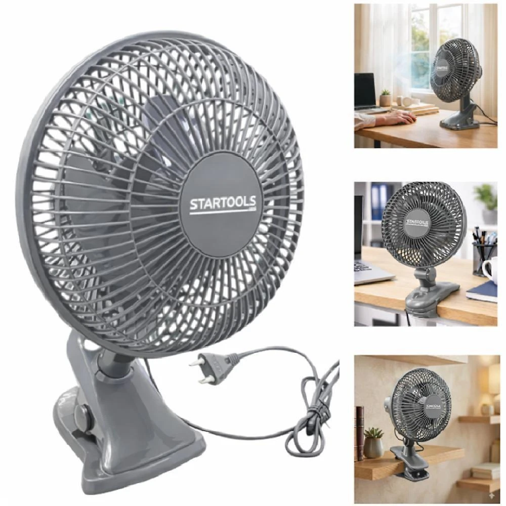 Ventilador de Mesa com Clip Yeet 25W 33cm 3 Pás 2 Velocidades Cinza Startools 220V