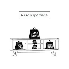 Estante Bancada Madetec Atlas 164cm Para TV até 65" 2 Portas Deslizantes Cinamono/Off White