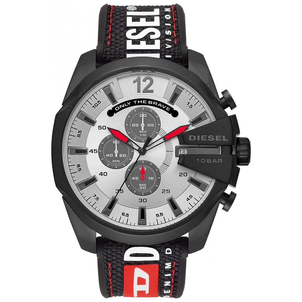 Relógio Masculino Analógico de Quartzo com Pulseira de Nylon e Cronógrafo, Diesel DZ4512, Preto e Branco