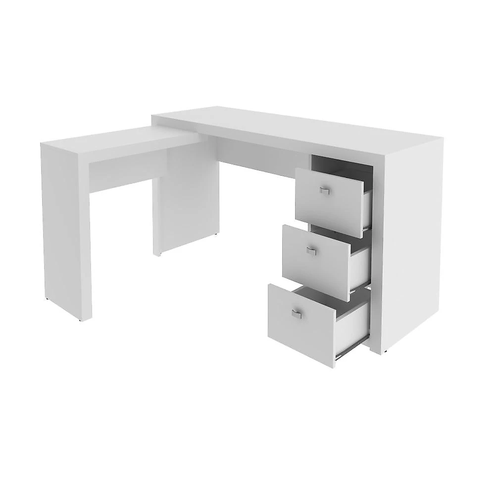 Mesa para Escritório em L com 3 Gaveta Me4101 Tecno Mobili