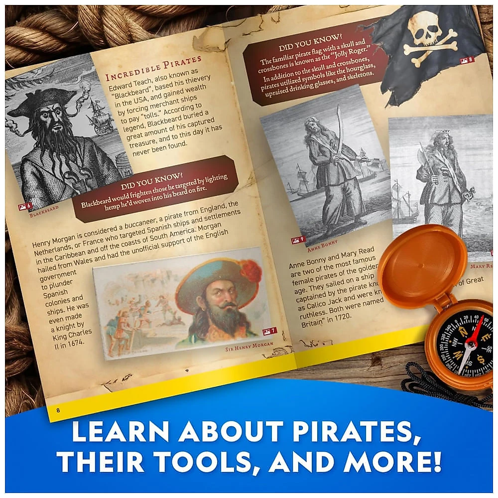 Pirate Adventure Activity Kit – Brinquedo Educativo de Escavação e Navegação, STEM para Crianças, Presente Criativo, National Geographic