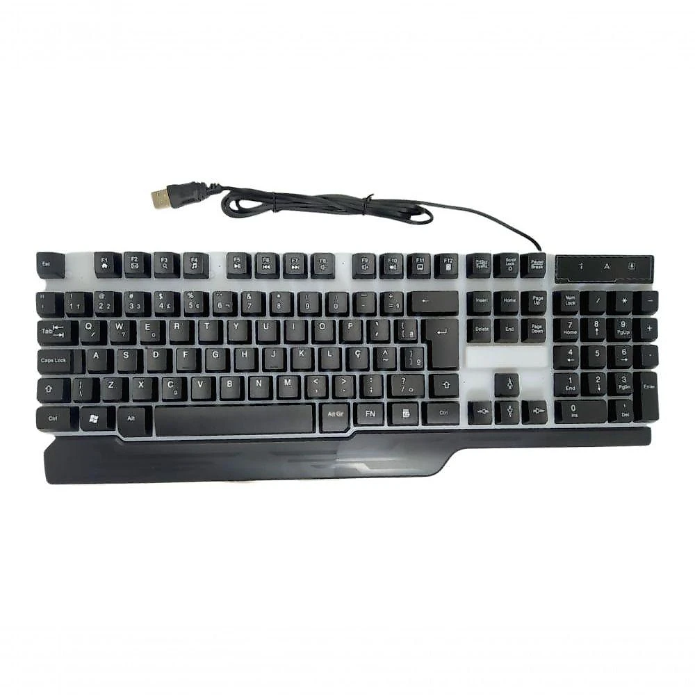 Kit Teclado e Mouse Gamer Semi Mecânico Led Rgb Kapbom Usb com Teclas Multimídia e Winlock