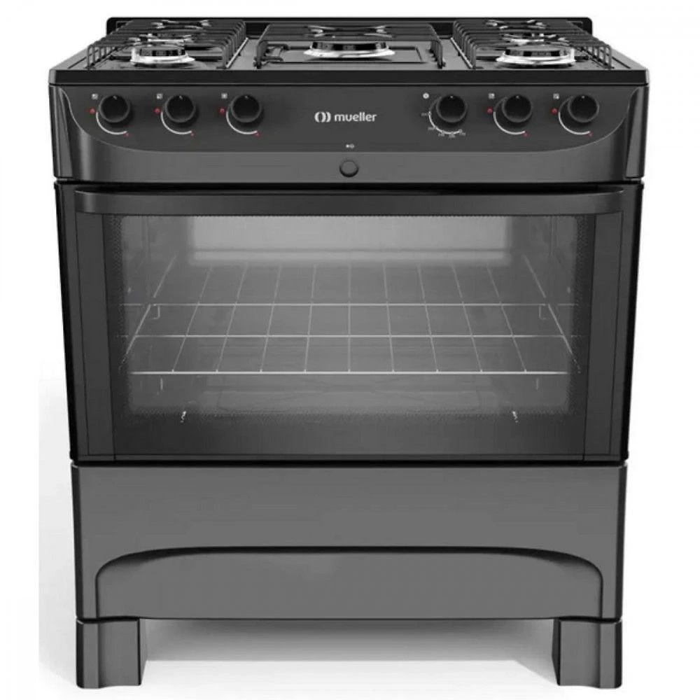 Fogão Mueller 5 Bocas Com Mesa Esmaltada FI5BC Preto Bivolt
