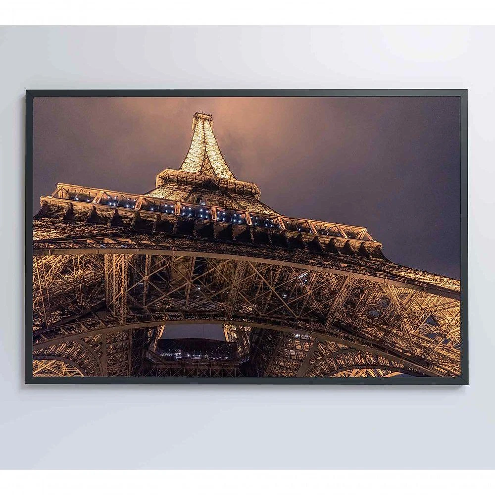 Quadro Torre Eiffel Iluminada 90x60 Cm Vidro Impresso