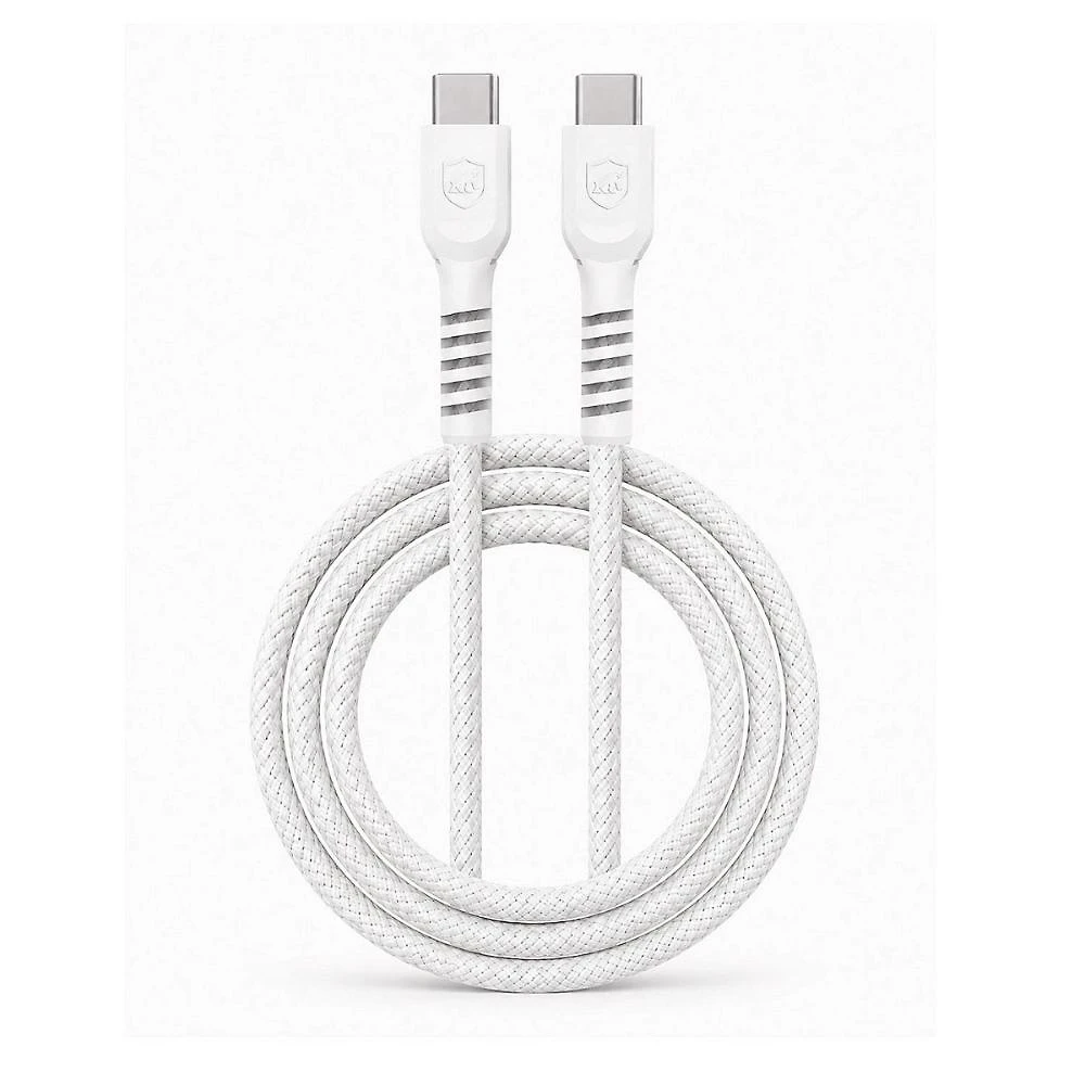 Cabo Dual Armor Tipo C/ Tipo C 1M com Carregamento Rápido 27W Revestido em Nylon Balístico - Branco - Gshield