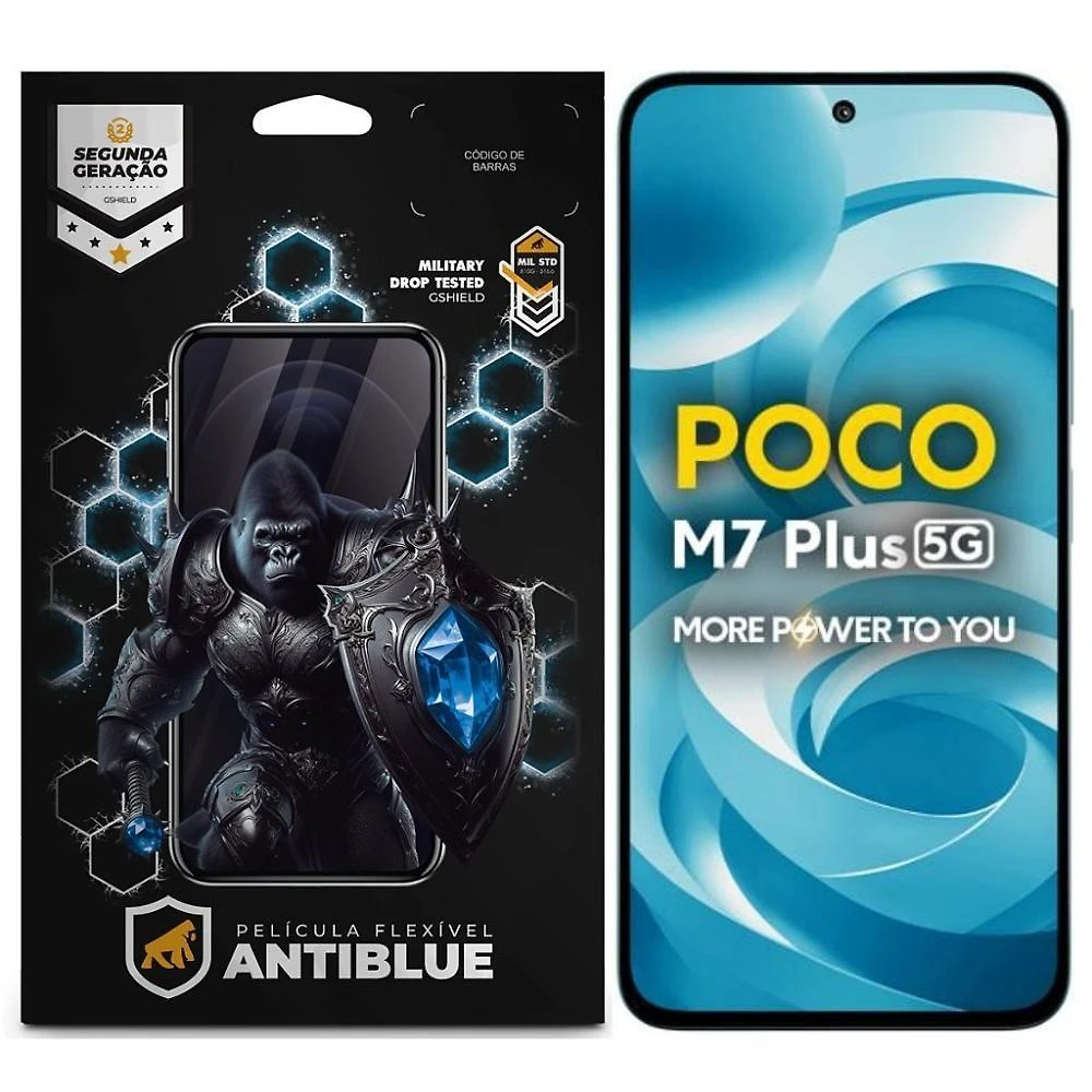 Película para Celular Gshield Xiaomi Poco M7 Plus Antiblue Bloqueio 99% Luz Azul UV Transparente 1