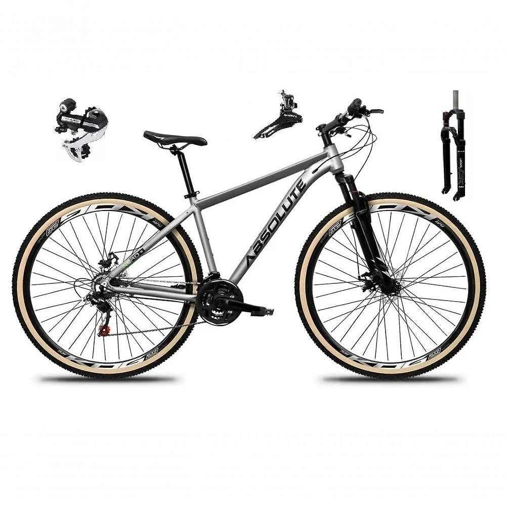 Bicicleta Aro 29 Absolute Nero 5 Câmbio Shimano 24v Acera K7 Garfo Com Trava Freio A Disco cinza Tam: 21