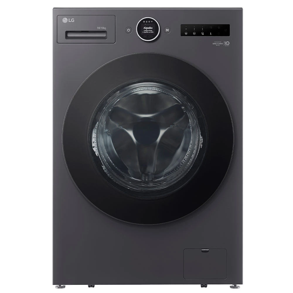 Lava e Seca Smart LG 18kg Black Inox com AI DD™ 2.0 - WD18GNTS6B