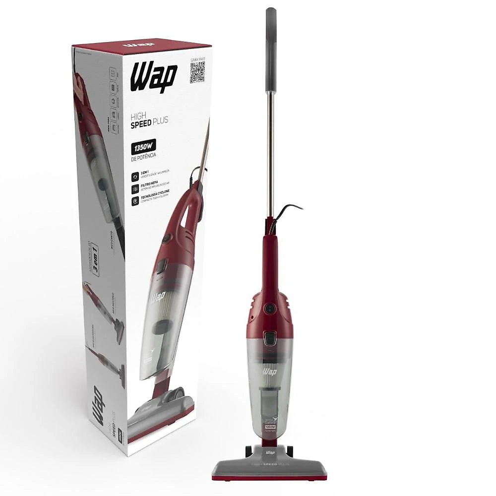 Aspirador de pó vertical wap high speed plus filtro hepa e tecnologia cyclone 3 em 1 220v