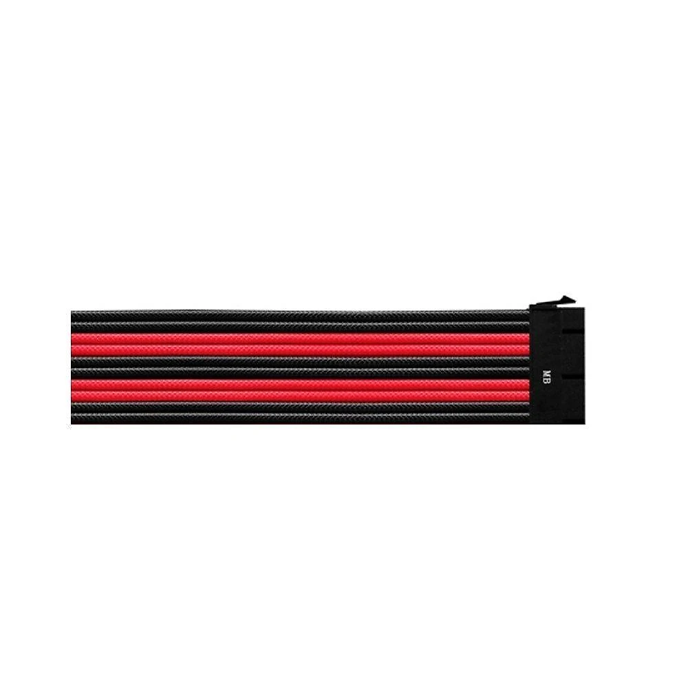 Kit de Cabo de Extensão para Fonte PSU CMA-NEST16RDBK1-GL Sleeved 30cm PVC Vermelho e Preto Cooler