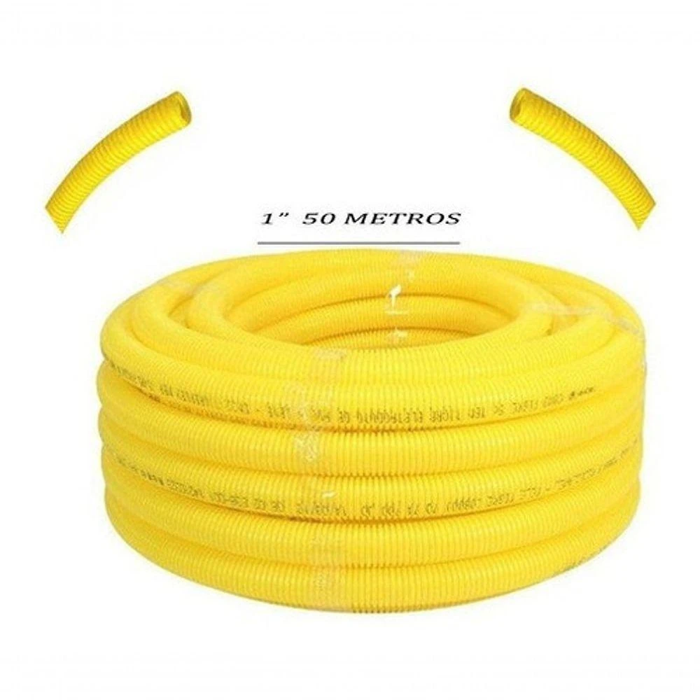 Conduíte Corrugado 1 POLEGADA 50M para Instalação Elétrica de Baixa Tensão Amarelo Higipack