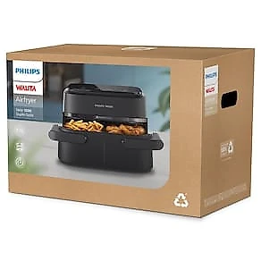 Fritadeira Airfryer Philips Walita Série 1000 NA150 7,1L 1850W Cesto Duplo Preta 110V