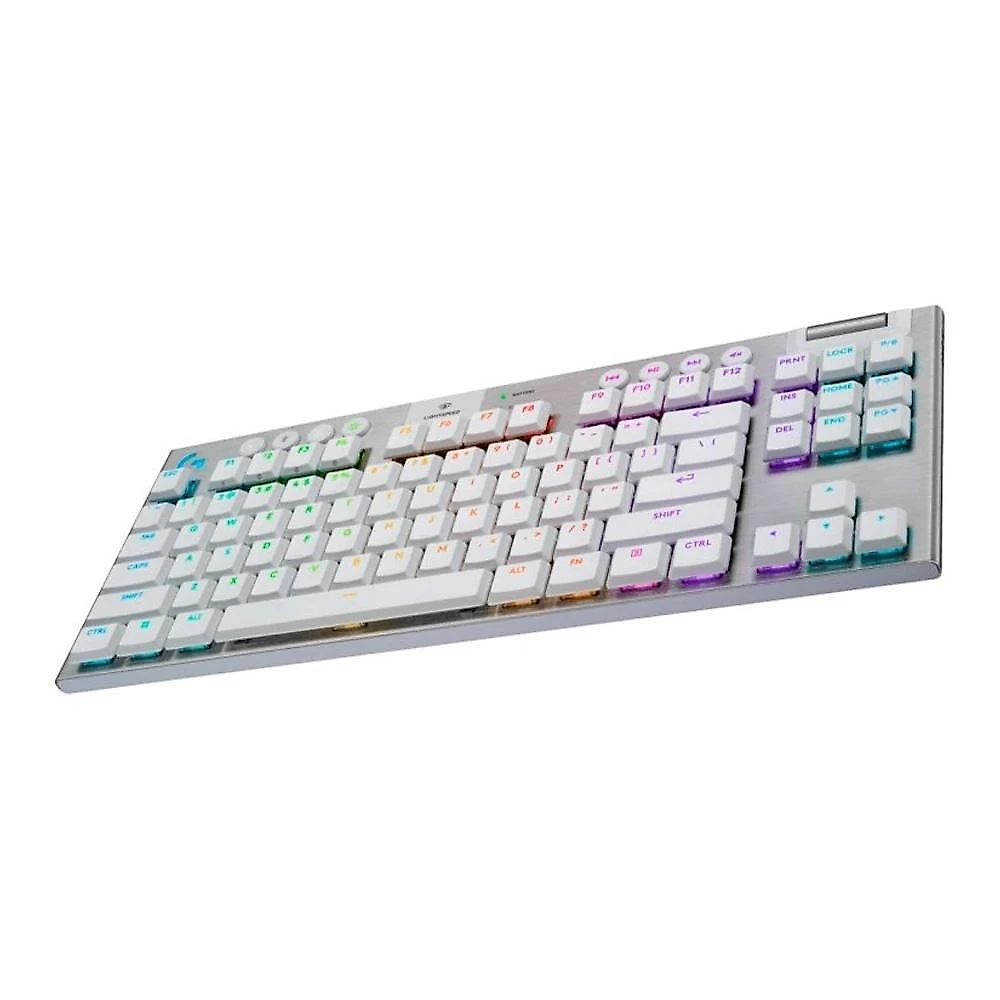 Teclado Mecânico Gamer Sem Fio Logitech G915 X Lightspeed, Design TKL RGB Lightsync, USB ou Bluetooth e Switch GL Tactile, Branco - 920-012732