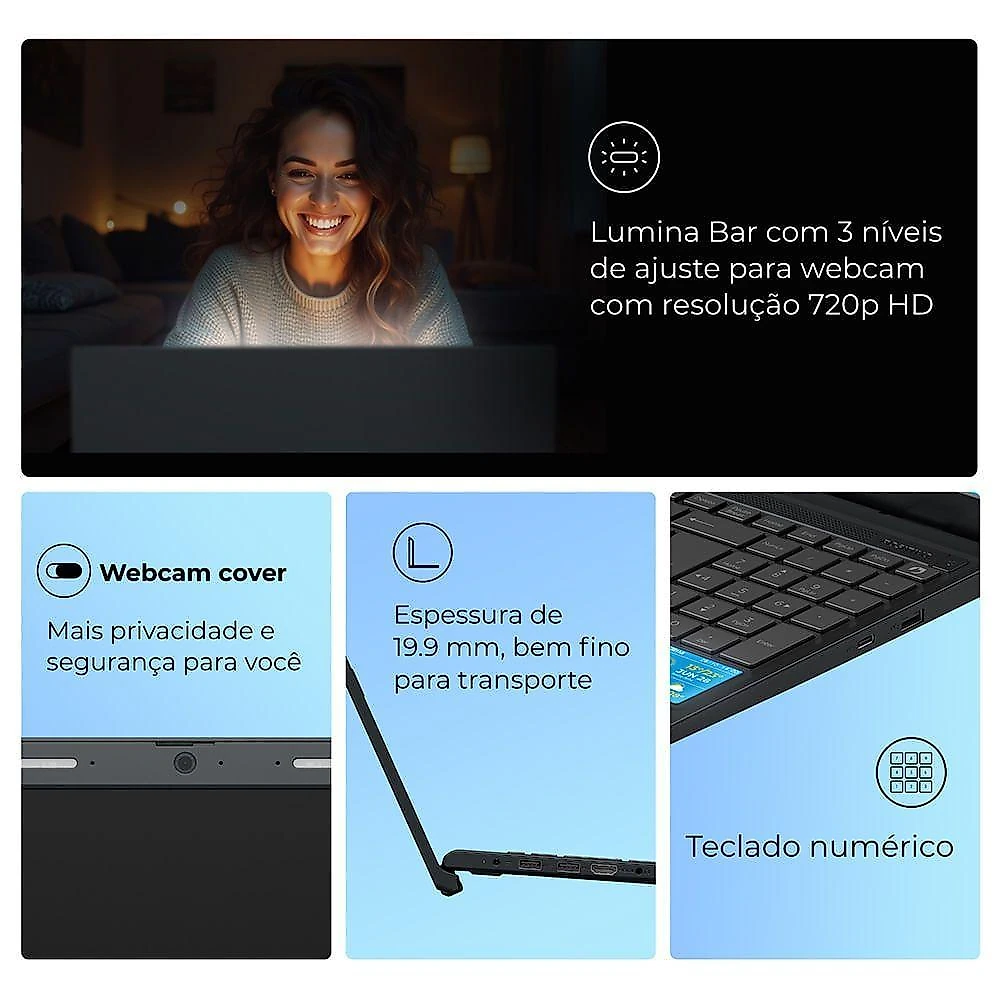 Notebook Positivo Vision C15M Celeron N4500 8GB 128GB 15.6 Pol FHD IPS Cinza