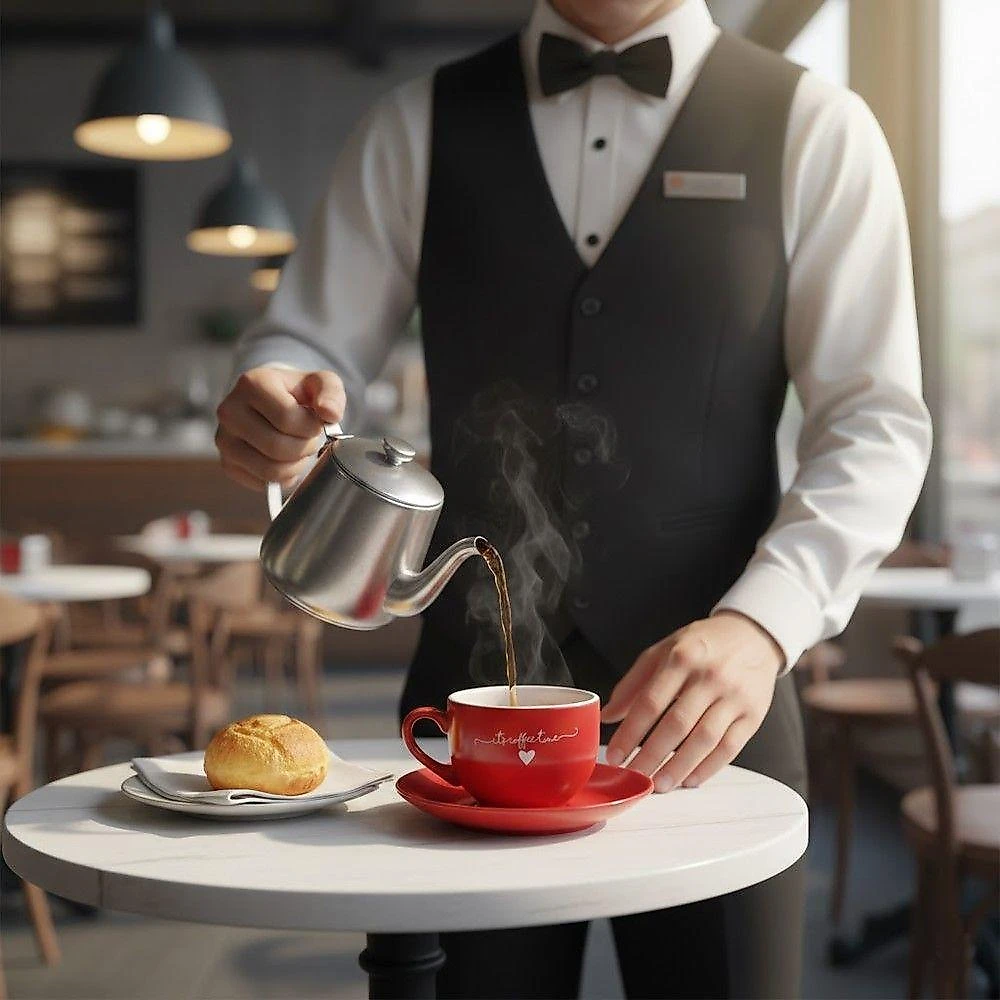 Jogo de Xícaras de Chá Cappuccino Lamour Porcelana 160ml com Pires Vermelho Hauskraft
