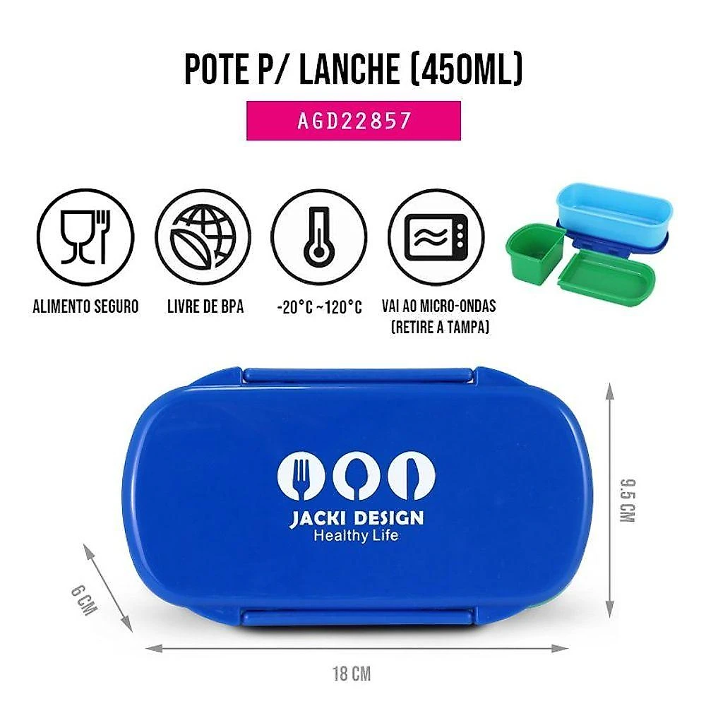 Conjunto Lancheira Térmica Com Pote E Garrafa / Mochila Escolar Azul