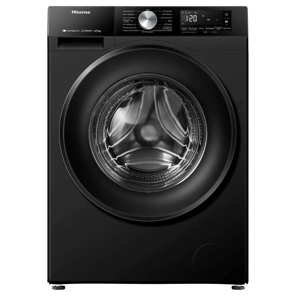 Lava e Seca Hisense WD3S1443BB1 14KG 9KG com Inverter Wi-Fi Steam Preto 110V