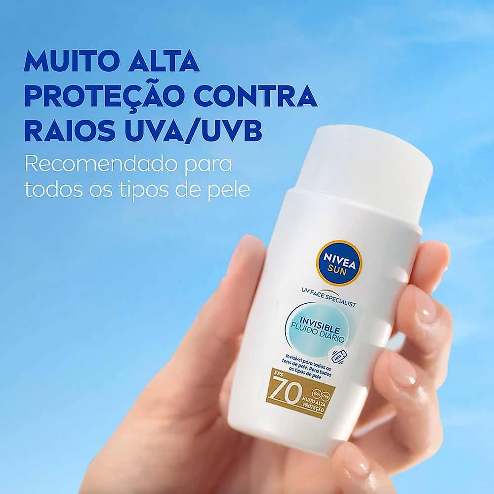 Protetor solar facial nivea sun uv face specialist invisible fluido diário fps 70 40ml